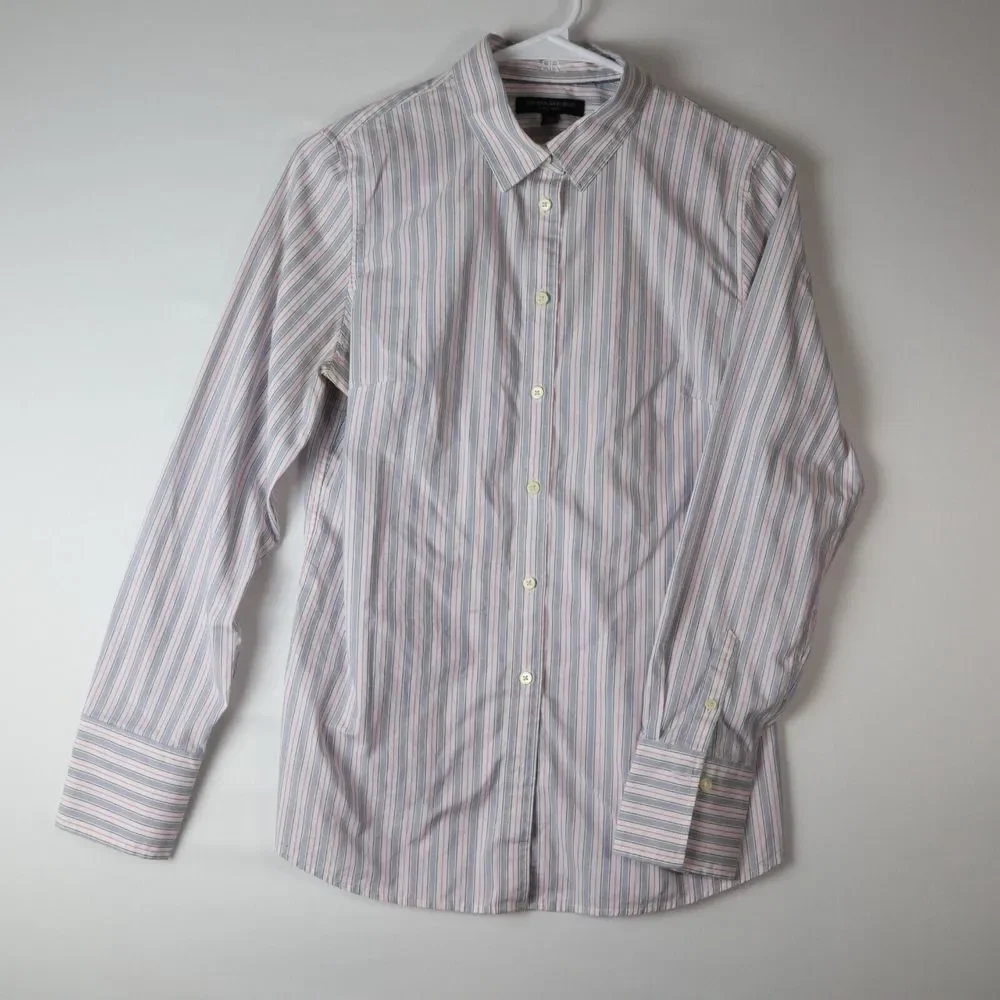 Banana Republic Long Sleeve Riley Shirt Striped Button Down Shirt Women's Sz 10P - Picture 1 of 6